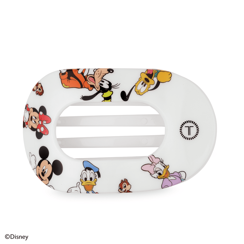 TELETIES - Mickey and Friends Large Flat Round Hair Clip in White - Large - Image 1