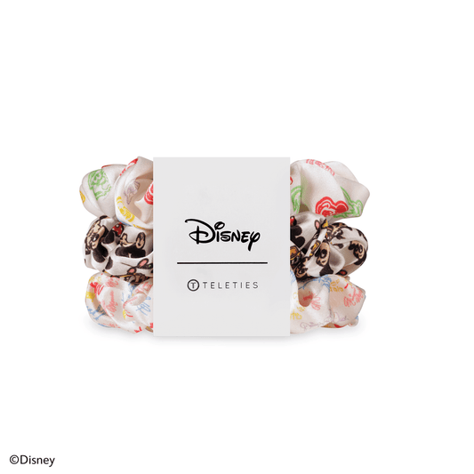 Mickey and Friends Large Silk Scrunchies in White - Large