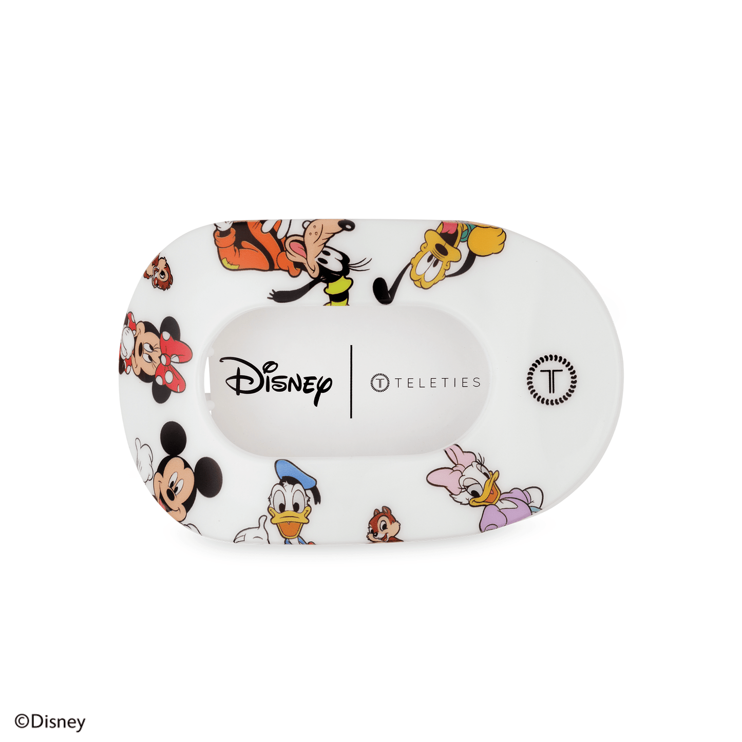 TELETIES - Mickey and Friends Medium Flat Round Hair Clip in White - Medium