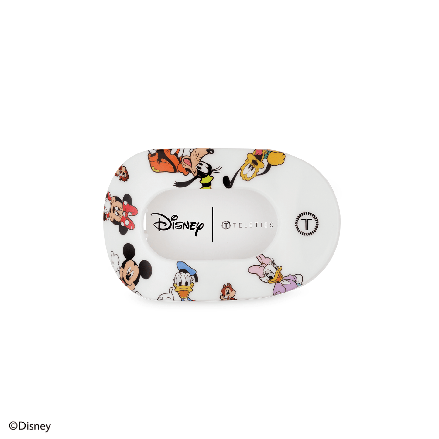 TELETIES - Mickey and Friends Small Flat Round Hair Clip in White - Small