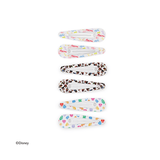 Mickey and Friends Snap Clip (6ct) in White Black Multicolor - Small