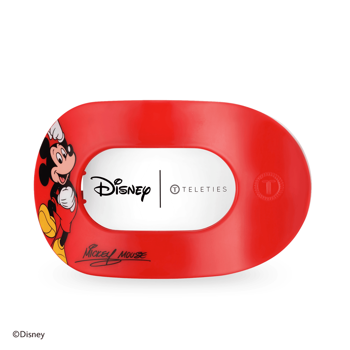 TELETIES - Mickey Mouse Large Flat Round Hair Clip in Red - Large
