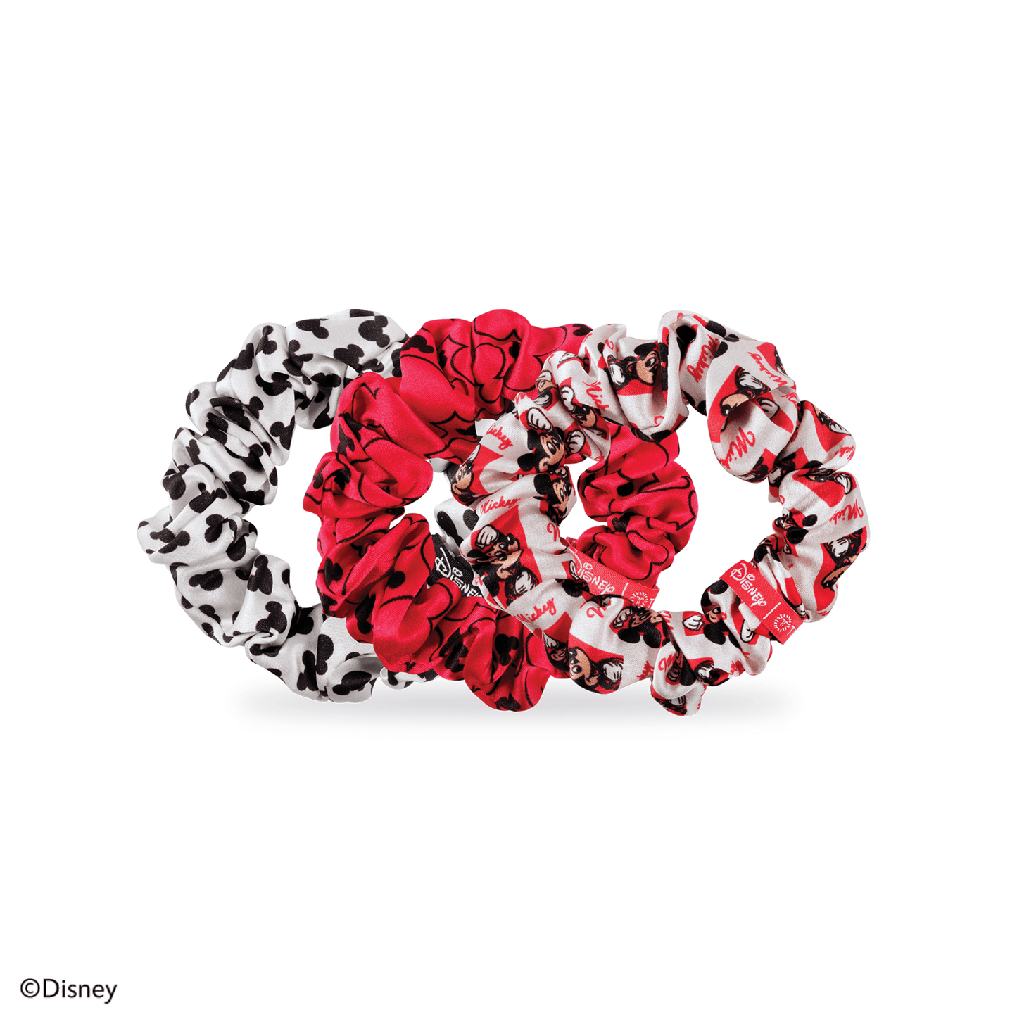 TELETIES - Mickey Mouse Large Silk Scrunchies in Red White - Large