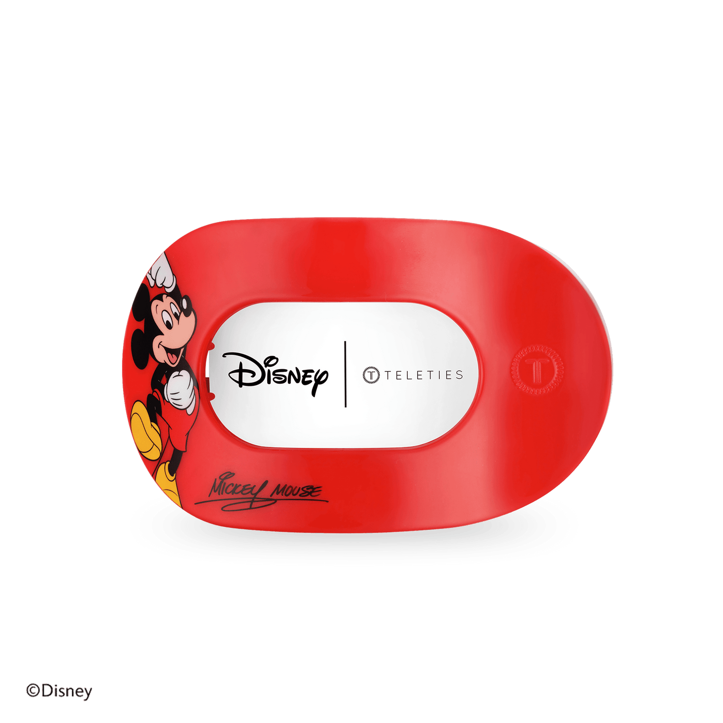 TELETIES - Mickey Mouse Medium Flat Round Hair Clip in Red - Medium