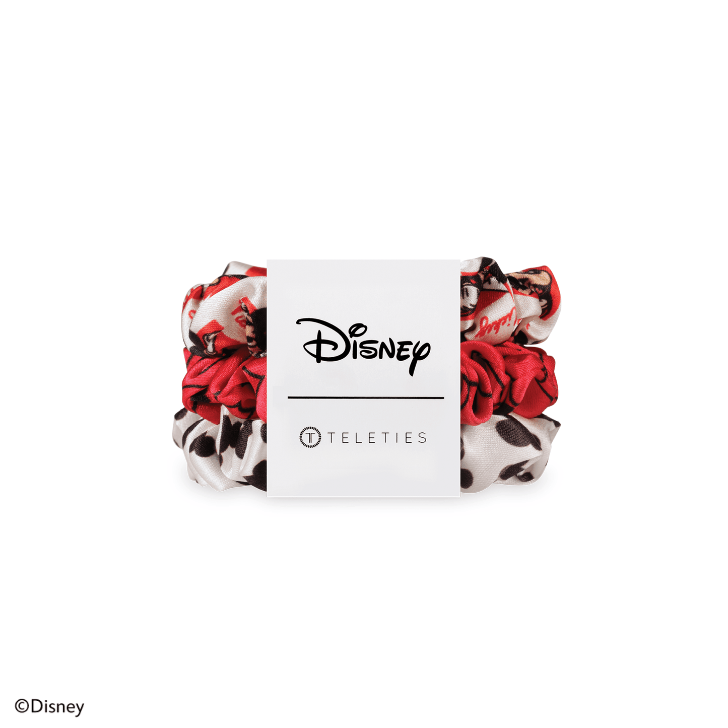 TELETIES - Mickey Mouse Small Silk Scrunchies in Red White - Small
