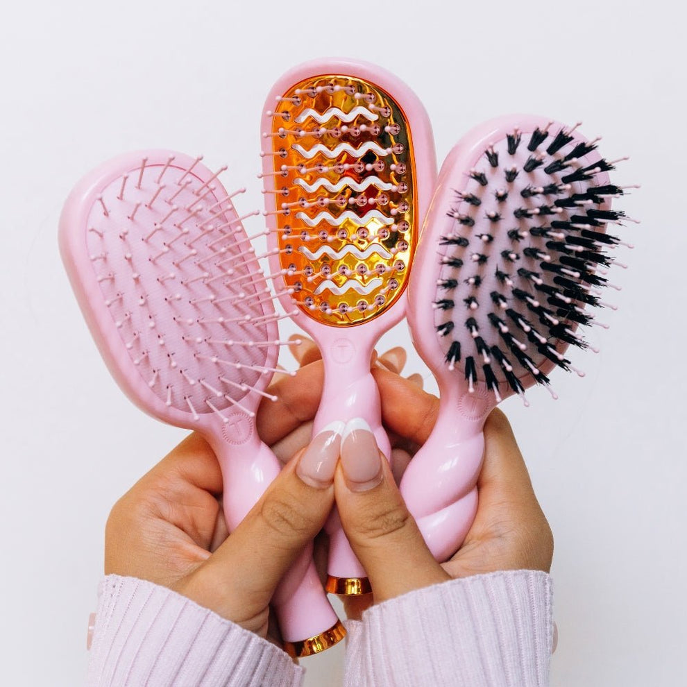 Mini Boar Bristle Hair Brush - Bubblegum Pink - Hairbrush - TELETIES

