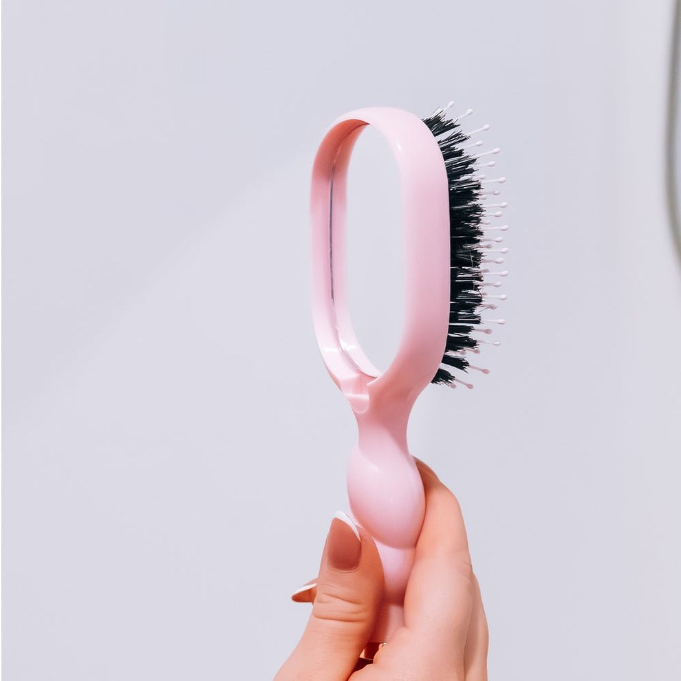 Mini Boar Bristle Hair Brush - Bubblegum Pink - Hairbrush - TELETIES
