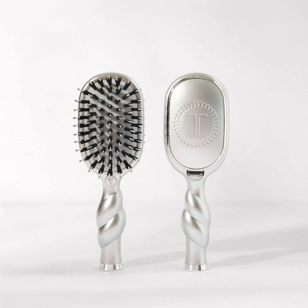 Mini Boar Bristle Hair Brush - Silver Lining - Hairbrush - TELETIES
