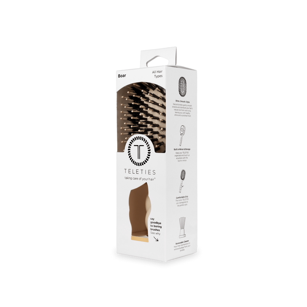 Mini Boar Bristle Hair Brush - Tan - Hairbrush - TELETIES
