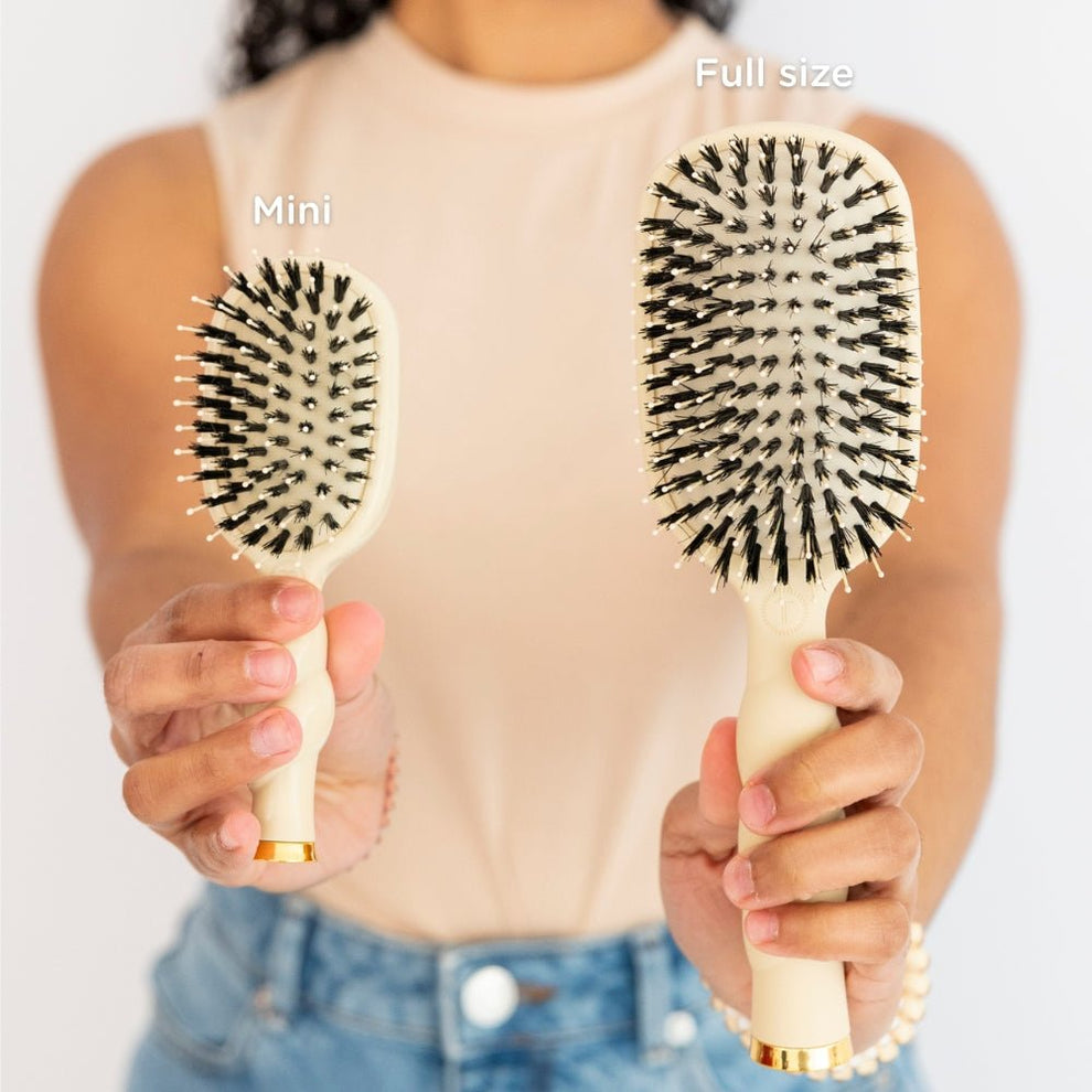 Mini Boar Bristle Hair Brush - Tan - Hairbrush - TELETIES

