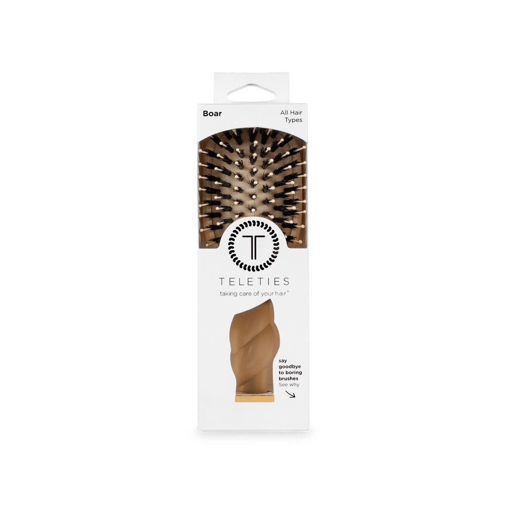 Mini Boar Bristle Hair Brush - Tan - Hairbrush - TELETIES
