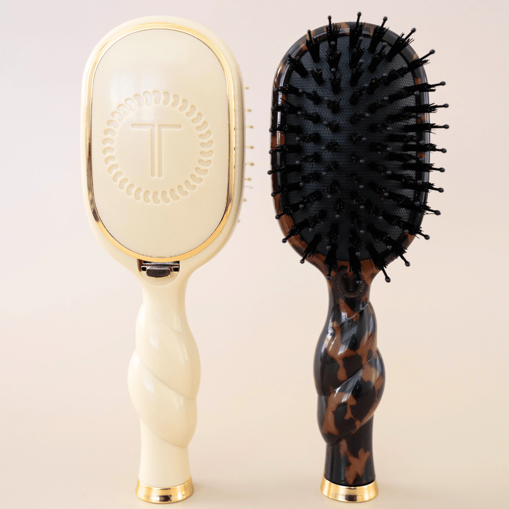 Mini Boar Bristle Hair Brush - Tan - Hairbrush - TELETIES
