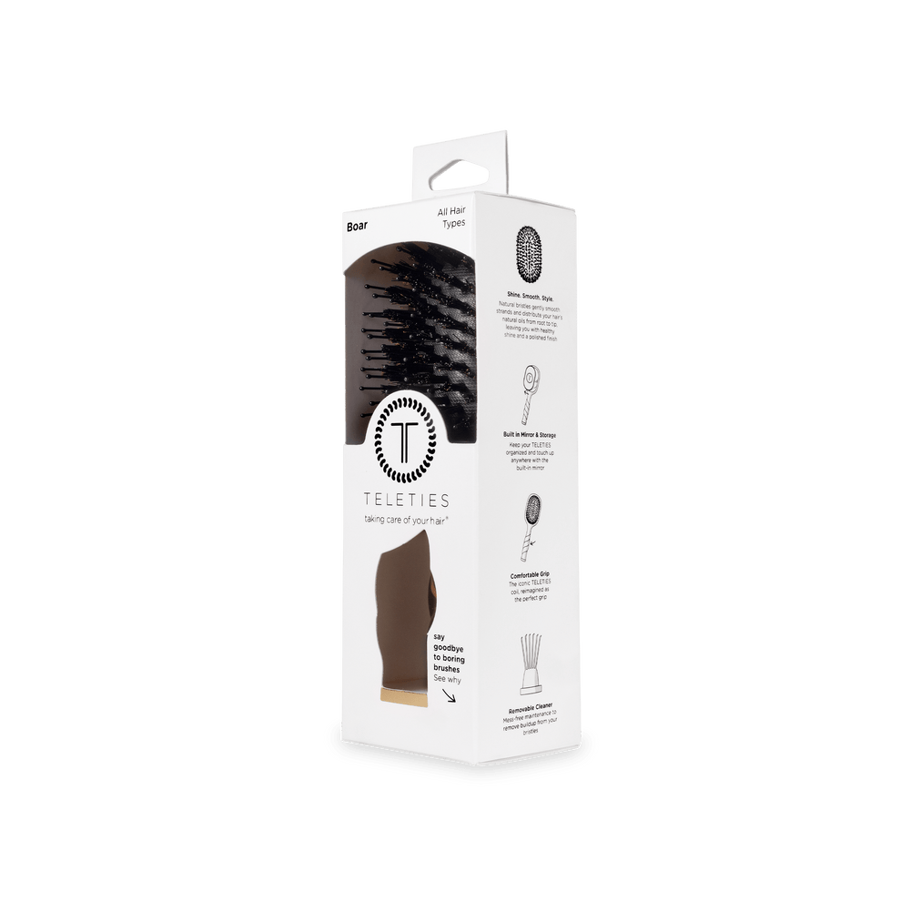 Mini Boar Bristle Hair Brush - Tortoise - Hairbrush - TELETIES
