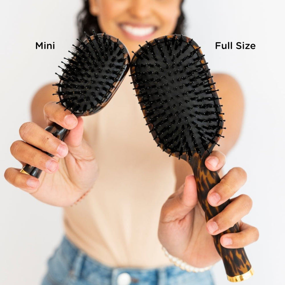 Mini Boar Bristle Hair Brush - Tortoise - Hairbrush - TELETIES
