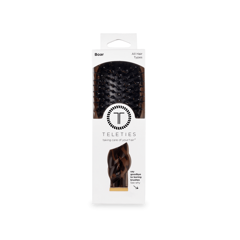 Mini Boar Bristle Hair Brush - Tortoise - Hairbrush - TELETIES
