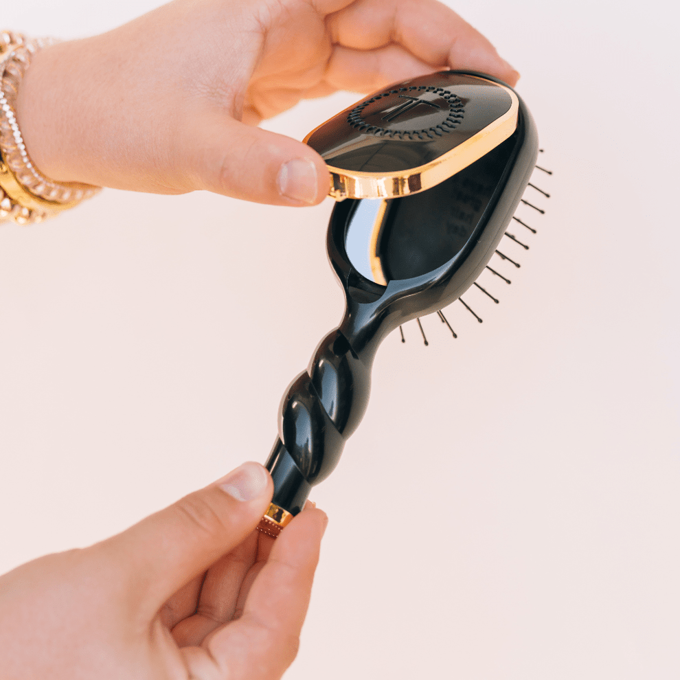 Mini Detangler Hair Brush for Medium Hair - Jet Black - Hairbrush - TELETIES
