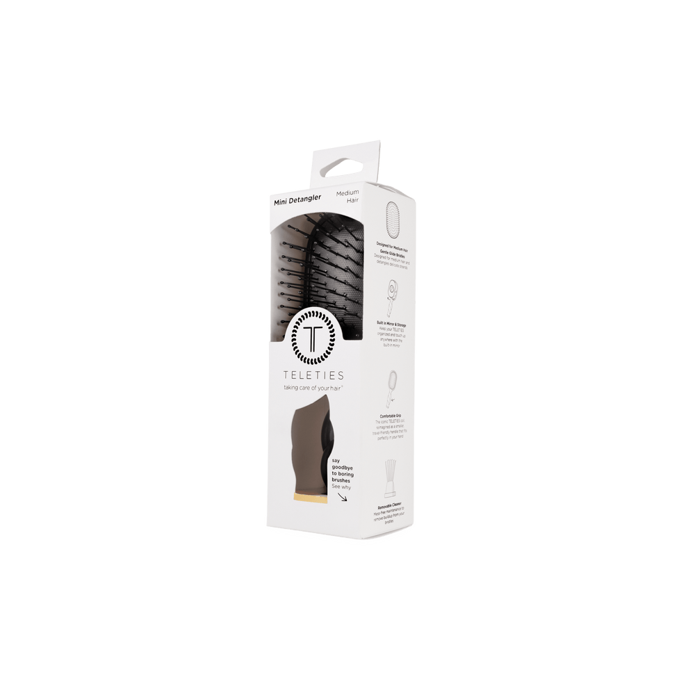 Mini Detangler Hair Brush for Medium Hair - Jet Black - Hairbrush - TELETIES
