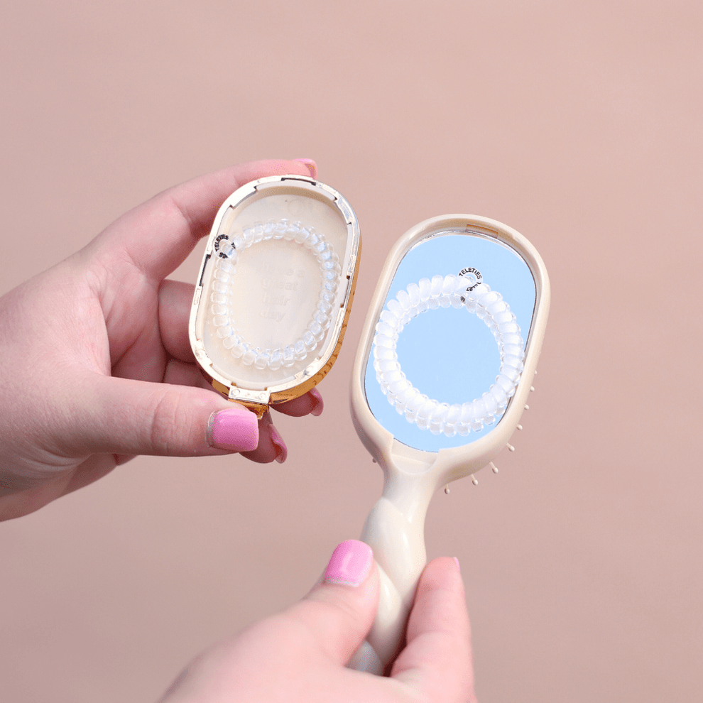 Mini Detangler Hair Brush for Medium Hair - Tan - Hairbrush - TELETIES
