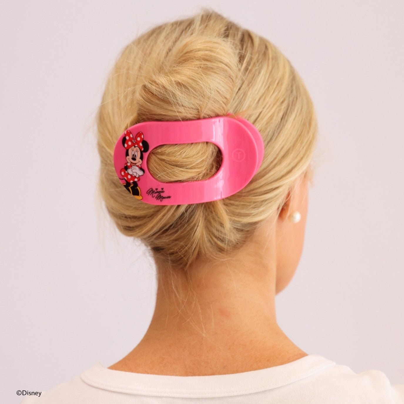 TELETIES - Minnie Mouse Large Flat Round Hair Clip in Pink - Large