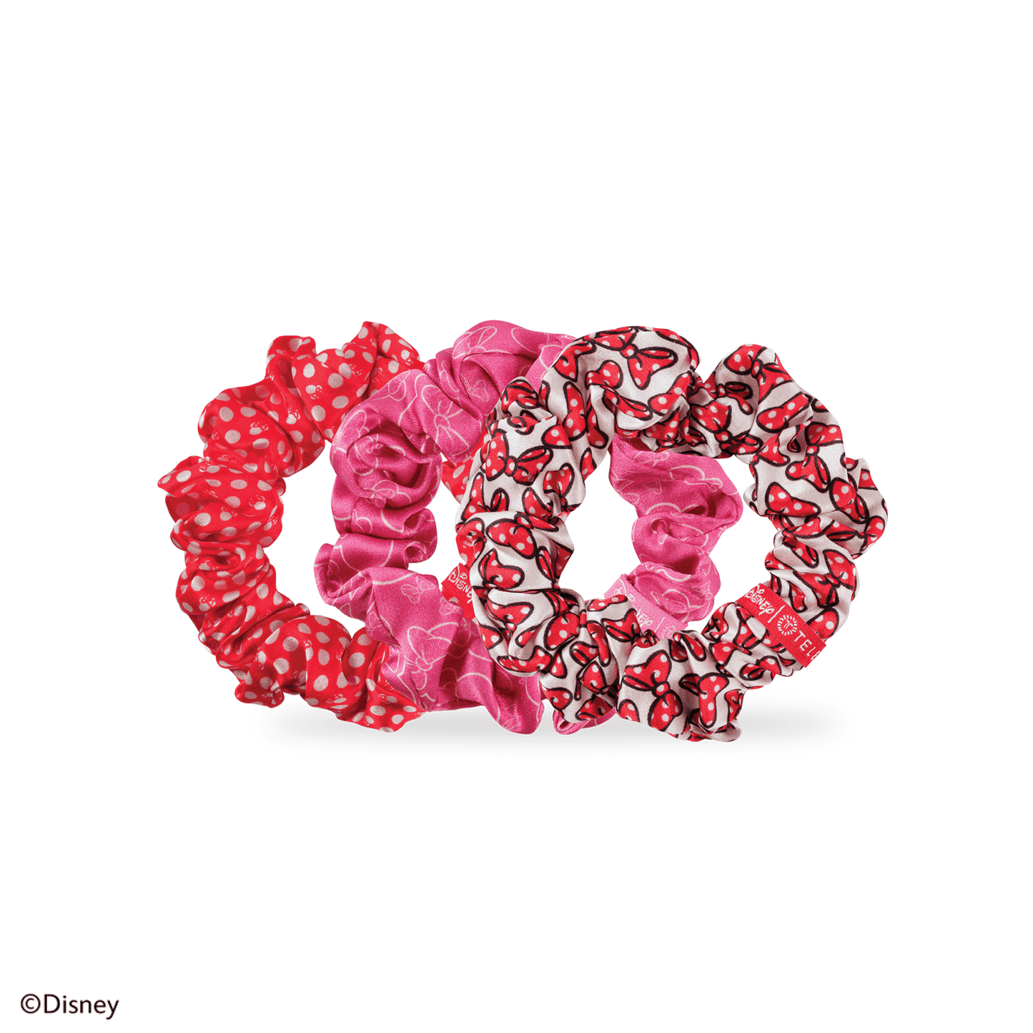 TELETIES - Minnie Mouse Large Silk Scrunchies in Pink Red - Large