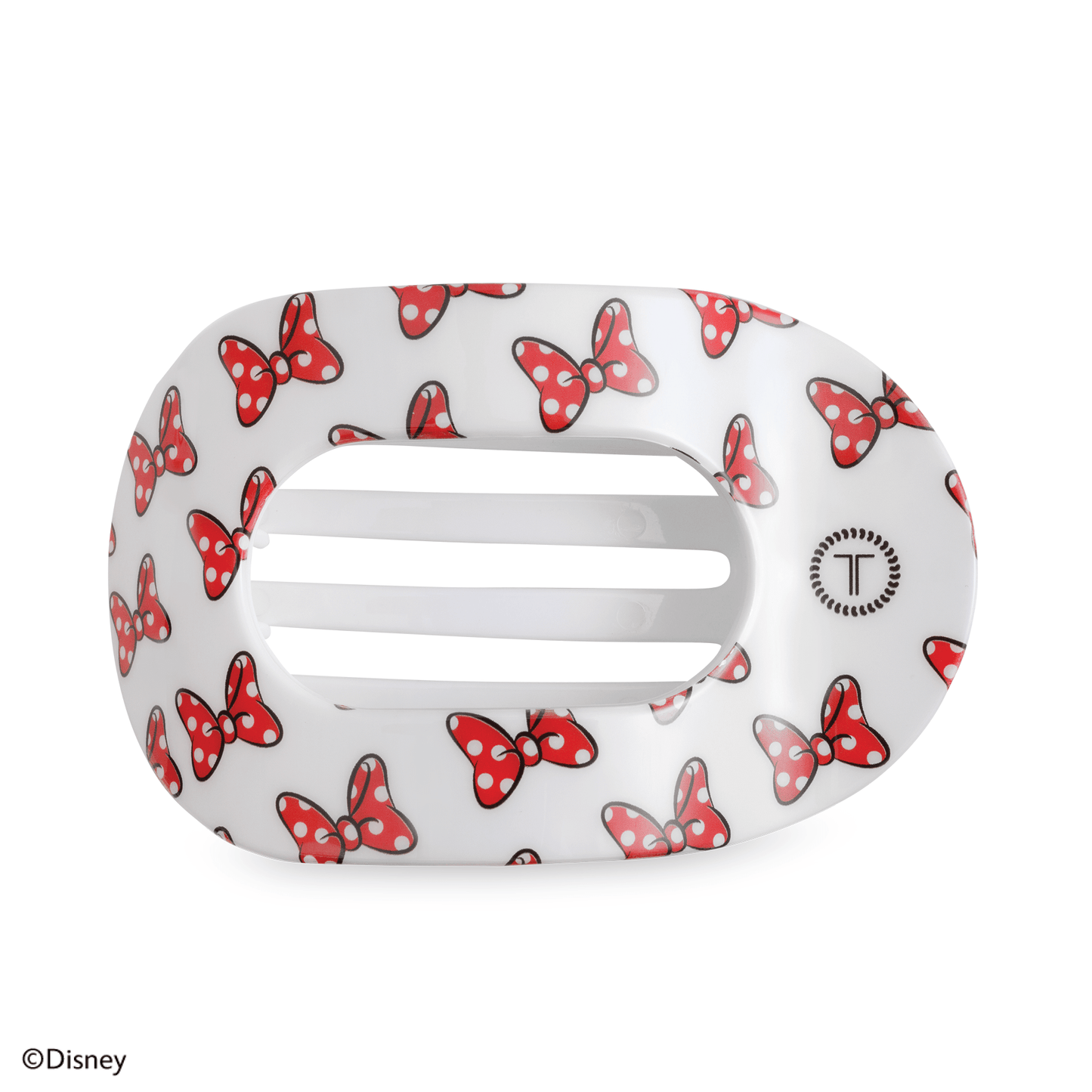 TELETIES - Minnie Mouse Loves Her Bows! Large Flat Round Hair Clip in White - Large