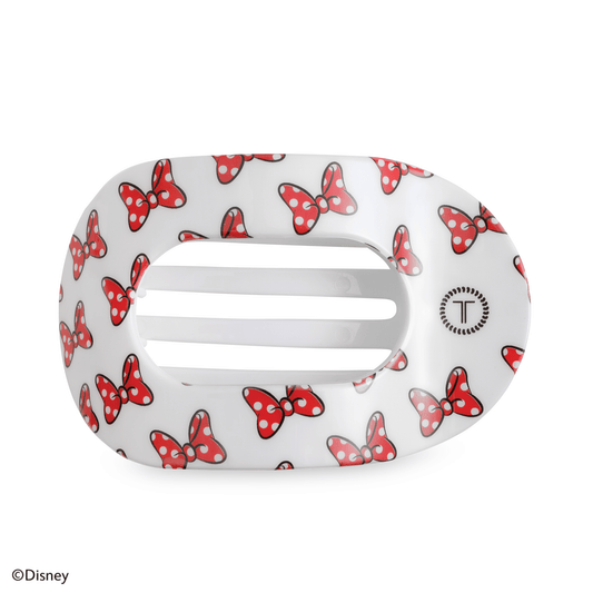 Minnie Mouse Loves Her Bows! Large Flat Round Hair Clip in White - Large