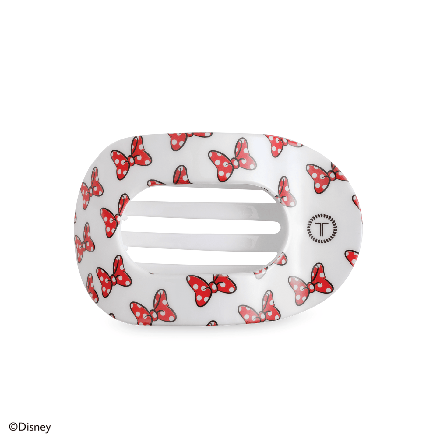 TELETIES - Minnie Mouse Loves Her Bows! Medium Flat Round Hair Clip in White - Medium