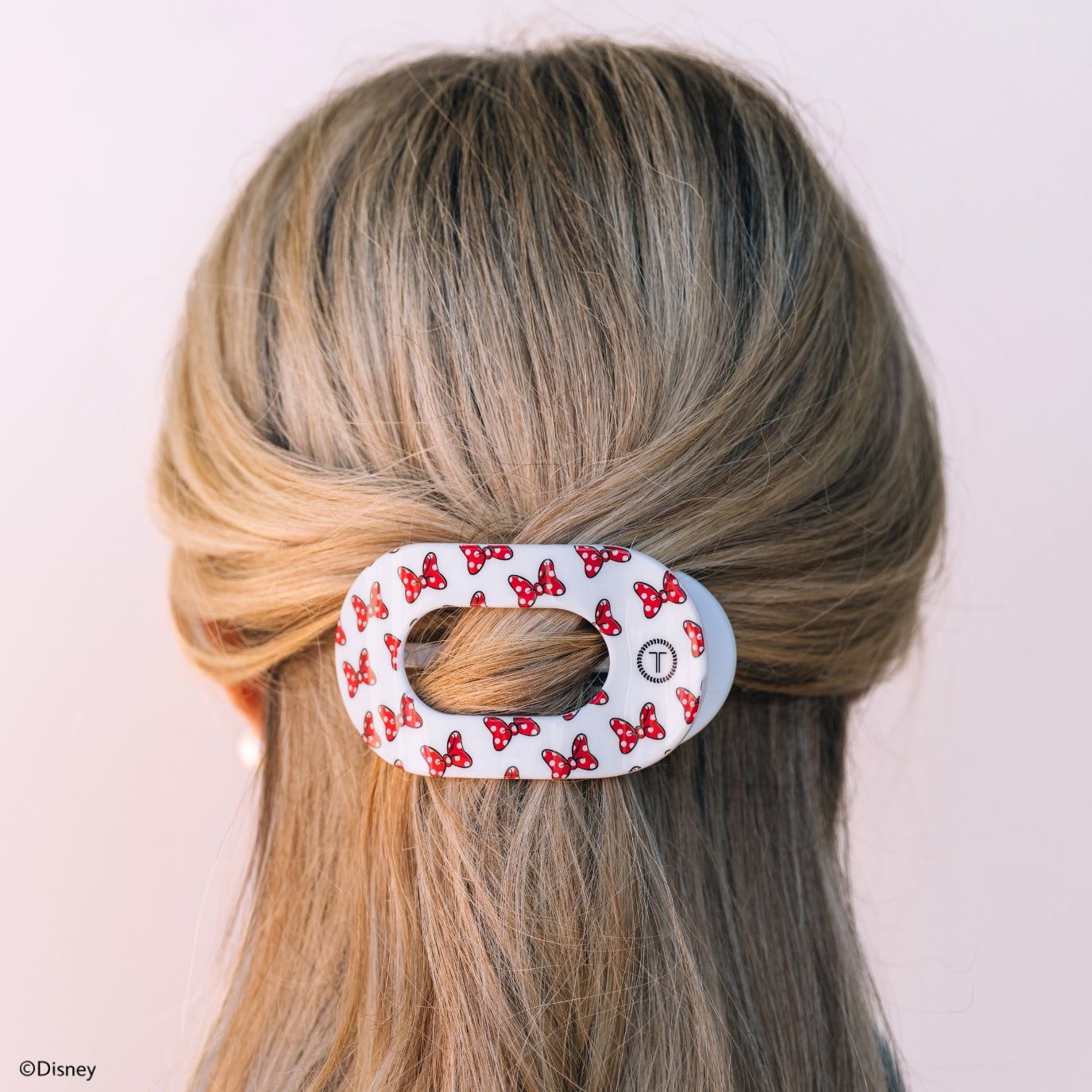 TELETIES - Minnie Mouse Loves Her Bows! Medium Flat Round Hair Clip in White - Medium