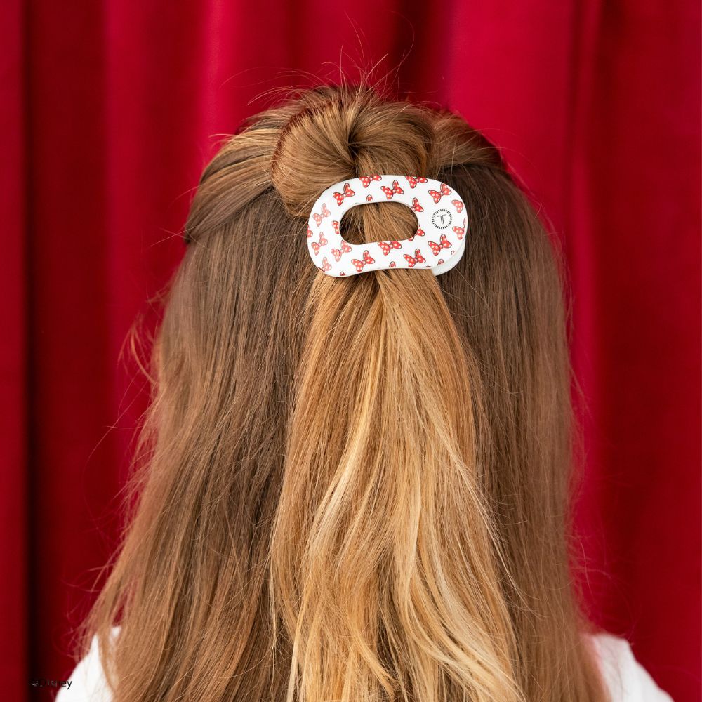 TELETIES - Minnie Mouse Loves Her Bows! Tiny Flat Round Hair Clip in White - Tiny