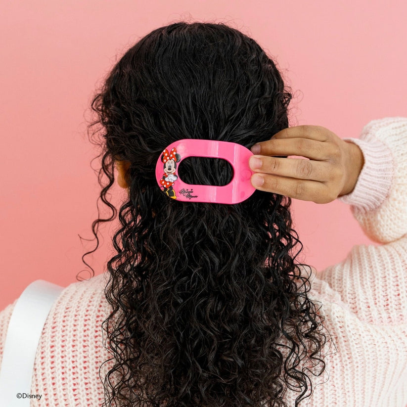 TELETIES - Minnie Mouse Medium Flat Round Hair Clip in Pink - Medium - Image 4