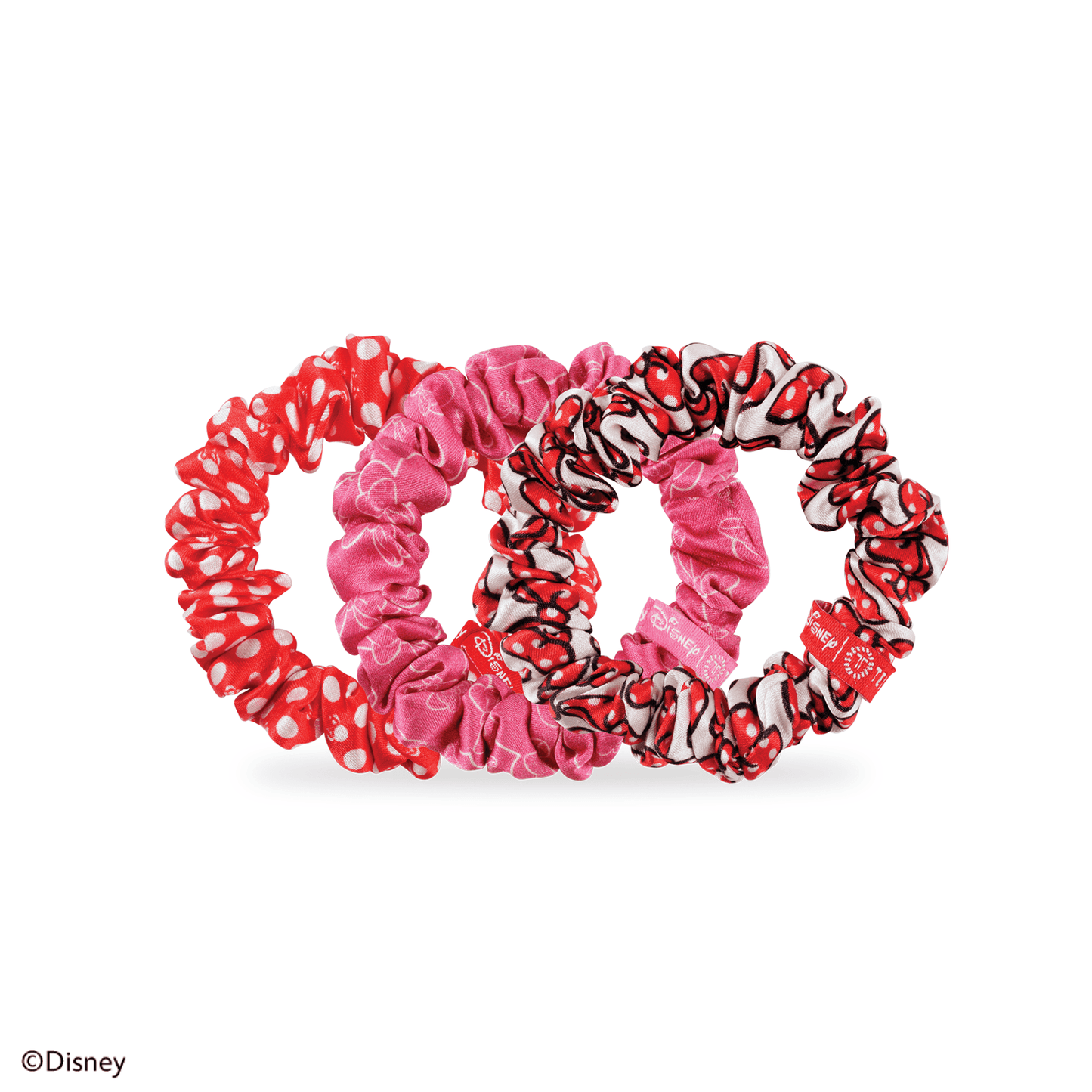 TELETIES - Minnie Mouse Small Silk Scrunchies in Pink Red - Small