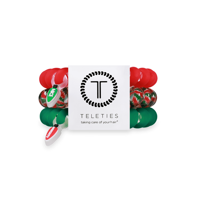 TELETIES - Naughty or Nice Large Hair Ties in Green Red - Large - Image 1