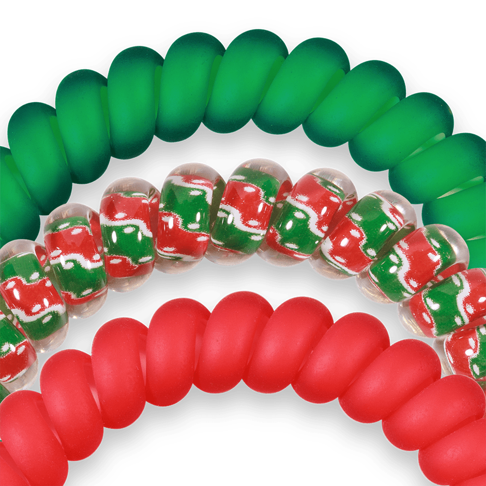 TELETIES - Naughty or Nice Small Hair Ties in Green  Red - Small