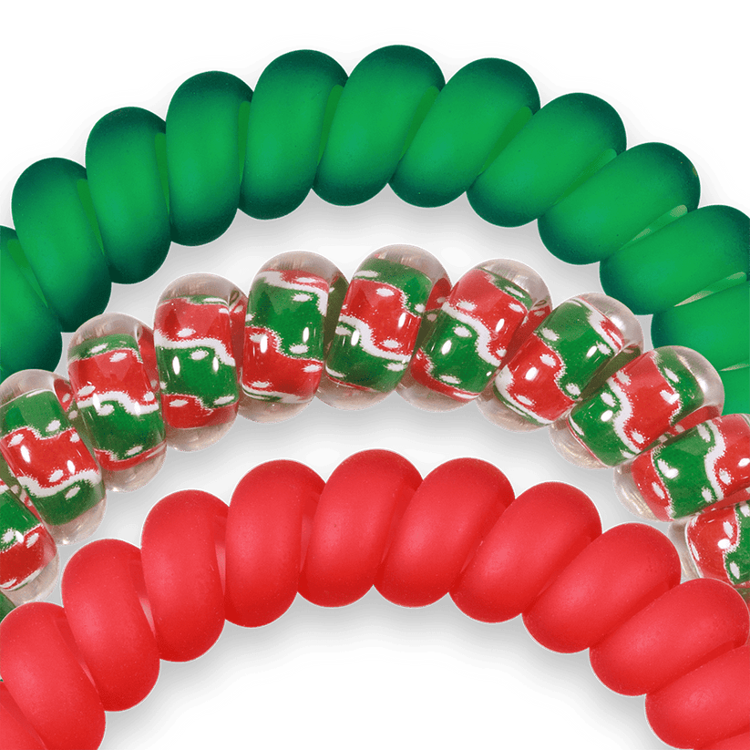 TELETIES - Naughty or Nice Small Hair Ties in Green  Red - Small - Image 3