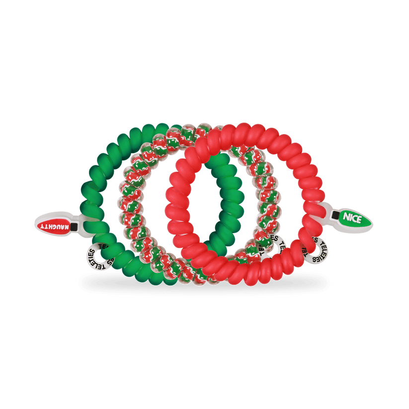 TELETIES - Naughty or Nice Small Hair Ties in Green  Red - Small - Image 2