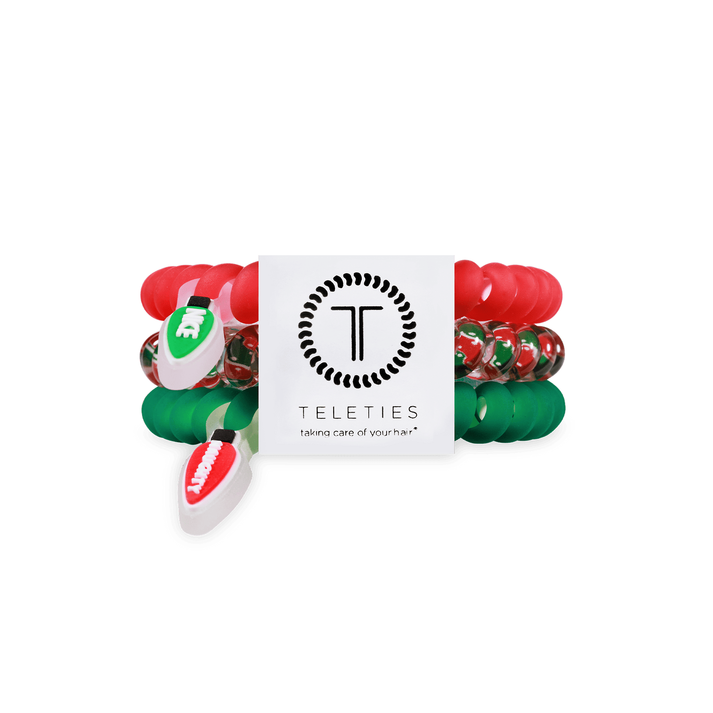 TELETIES - Naughty or Nice Small Hair Ties in Green  Red - Small