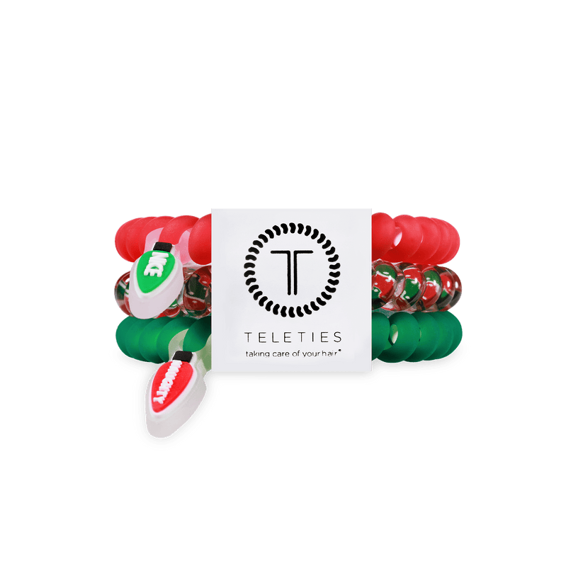 TELETIES - Naughty or Nice Small Hair Ties in Green  Red - Small - Image 1