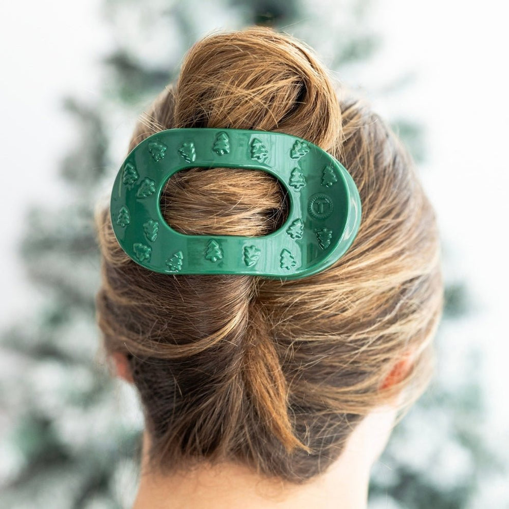 O Christmas Tree Large Flat Round Hair Clip - Hair Clips - TELETIES
