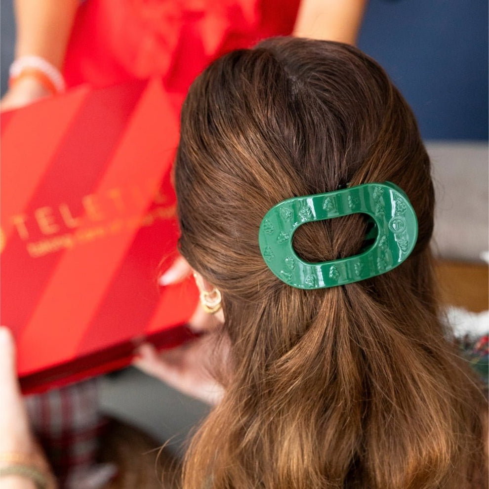 O Christmas Tree Medium Flat Round Hair Clip - Hair Clips - TELETIES
