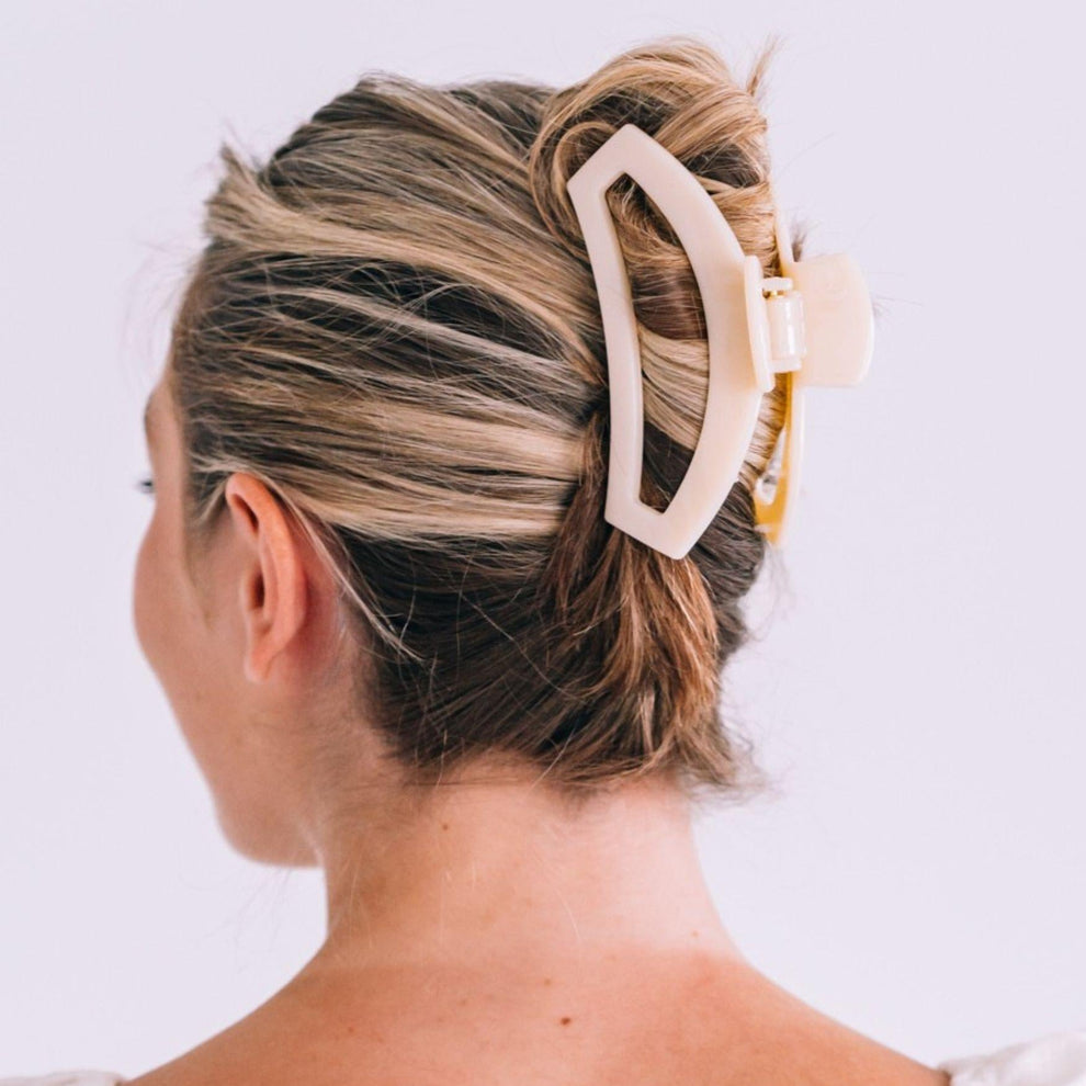 Open Almond Beige Large Claw Hair Clip - Hair Clips - TELETIES
