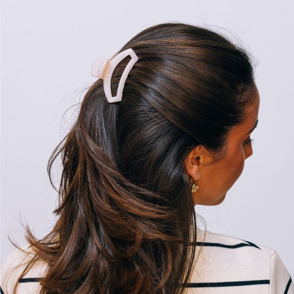 Open Almond Beige Small Claw Hair Clip - Hair Clips - TELETIES
