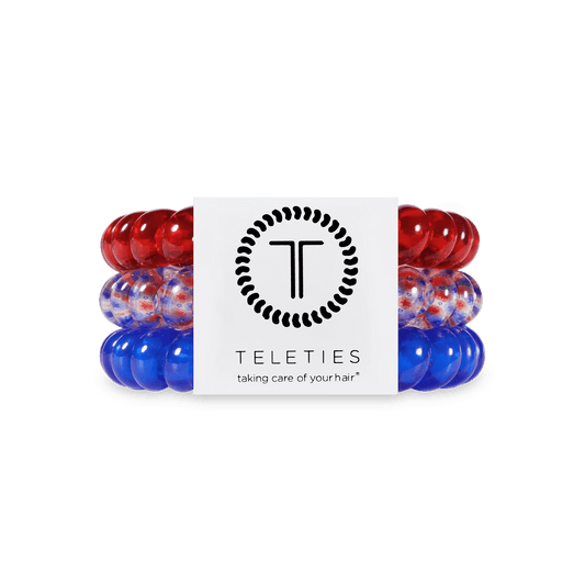 Patriot Pop Large Hair Ties
                in Red Blue Clear - Large
              