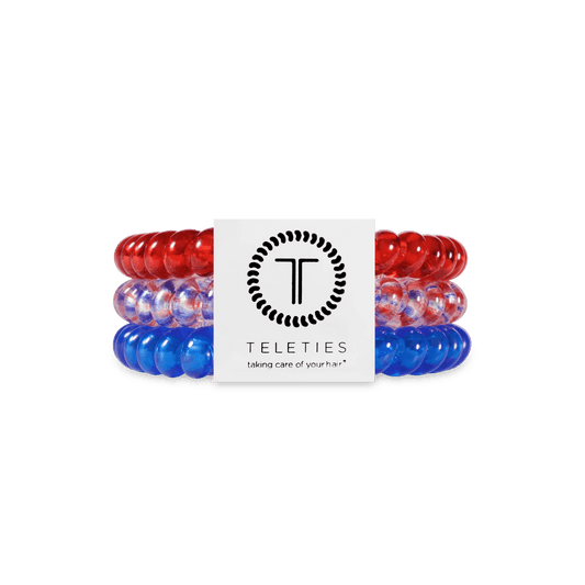 Patriot Pop Small Hair Ties
                in Red Blue Clear - Small
              