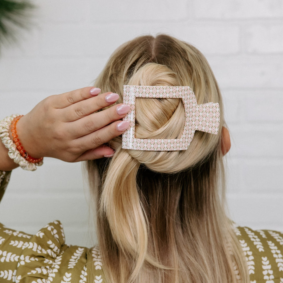 Pine & Pearl Large Flat Square Hair Clip - Hair Clips - TELETIES
