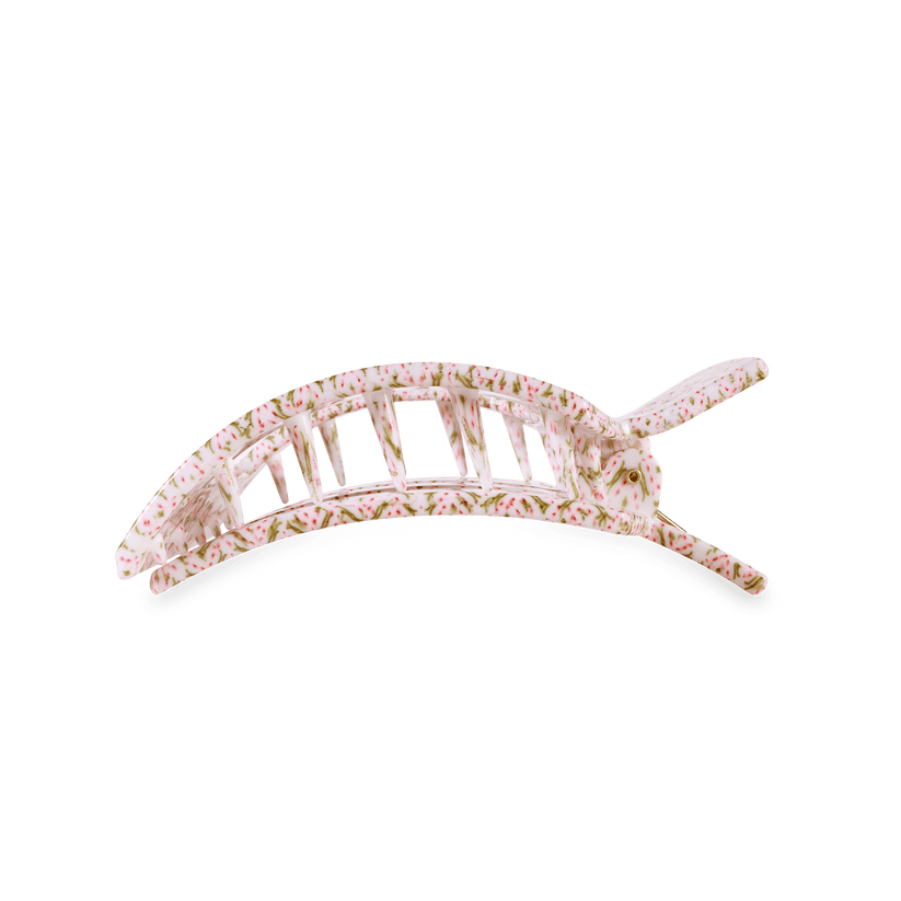 TELETIES - Pine & Pearl Large Flat Square Hair Clip in White Pink Green - Large - Image 3