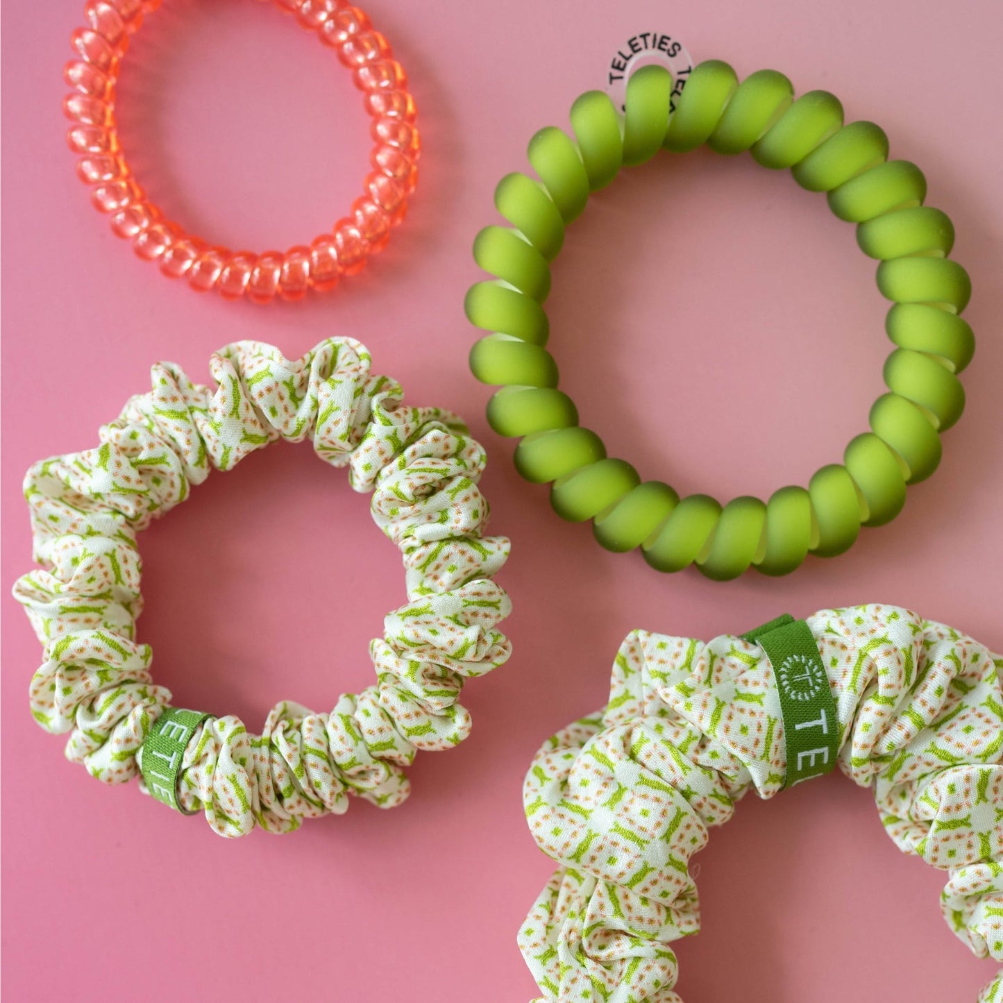 TELETIES - Pine & Pearl Mix Pack Hair Ties in Green Pink White - Mix Pack
