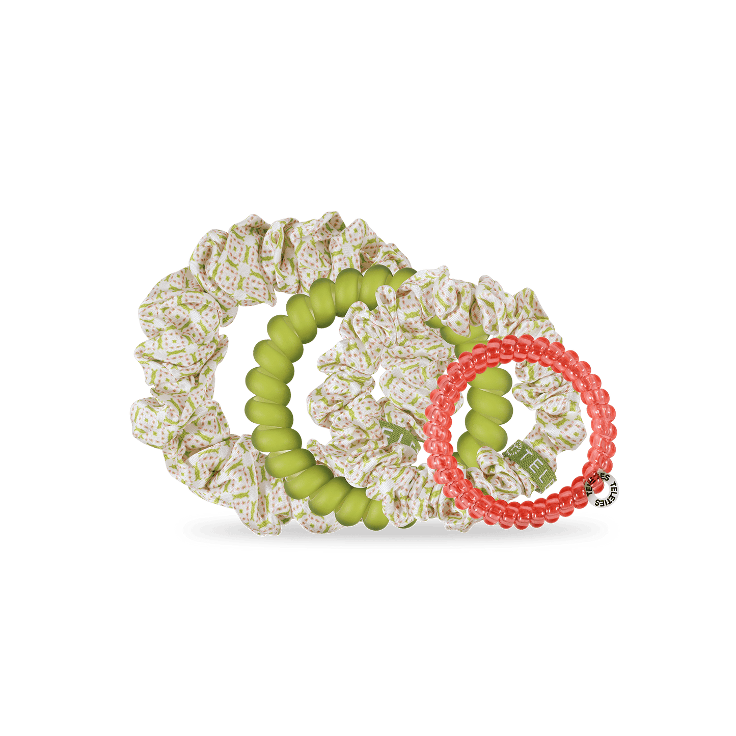 TELETIES - Pine & Pearl Mix Pack Hair Ties in Green Pink White - Mix Pack