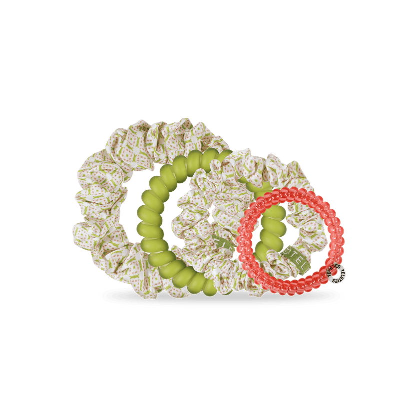 TELETIES - Pine & Pearl Mix Pack Hair Ties in Green Pink White - Mix Pack - Image 2