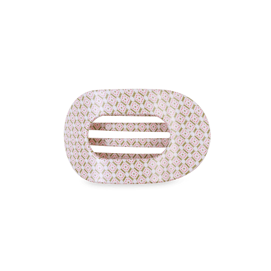 Pine & Pearl Small Flat Round Hair Clip
                in White Pink Green - Small
              