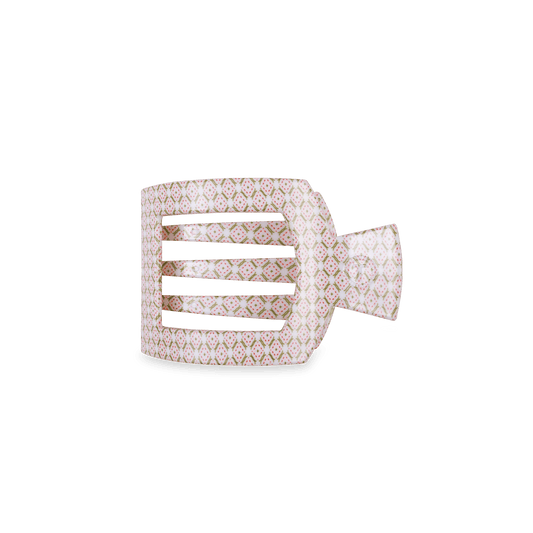 Pine & Pearl Small Flat Square Hair Clip in White Pink Green - Small